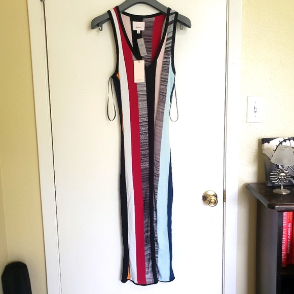 NWT Cinq a Sept Stara Midi Knit Bodycon Dress in Cerise Multi - Picture 3 of 8